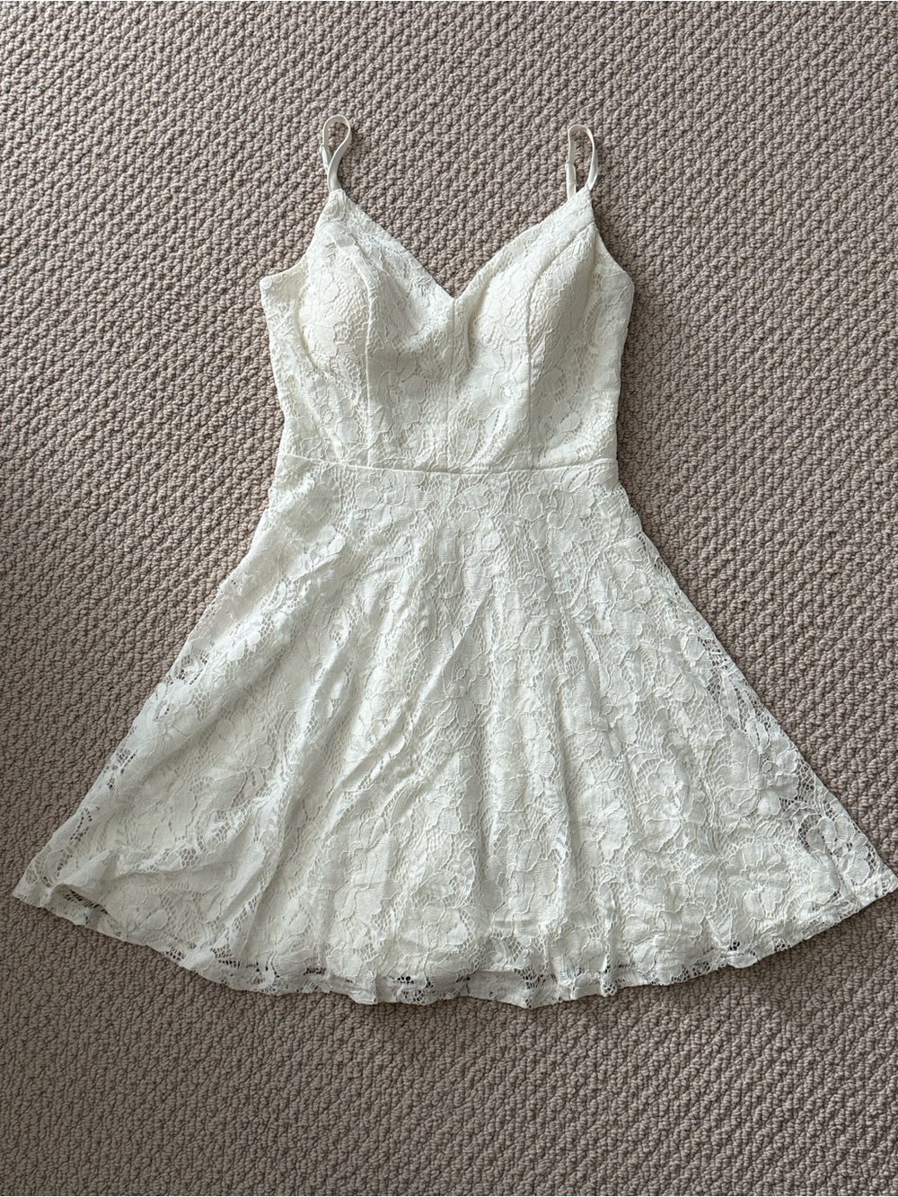 City Studio Size 1 Lace Fit-and-Flare Spaghetti Strap Dress in White